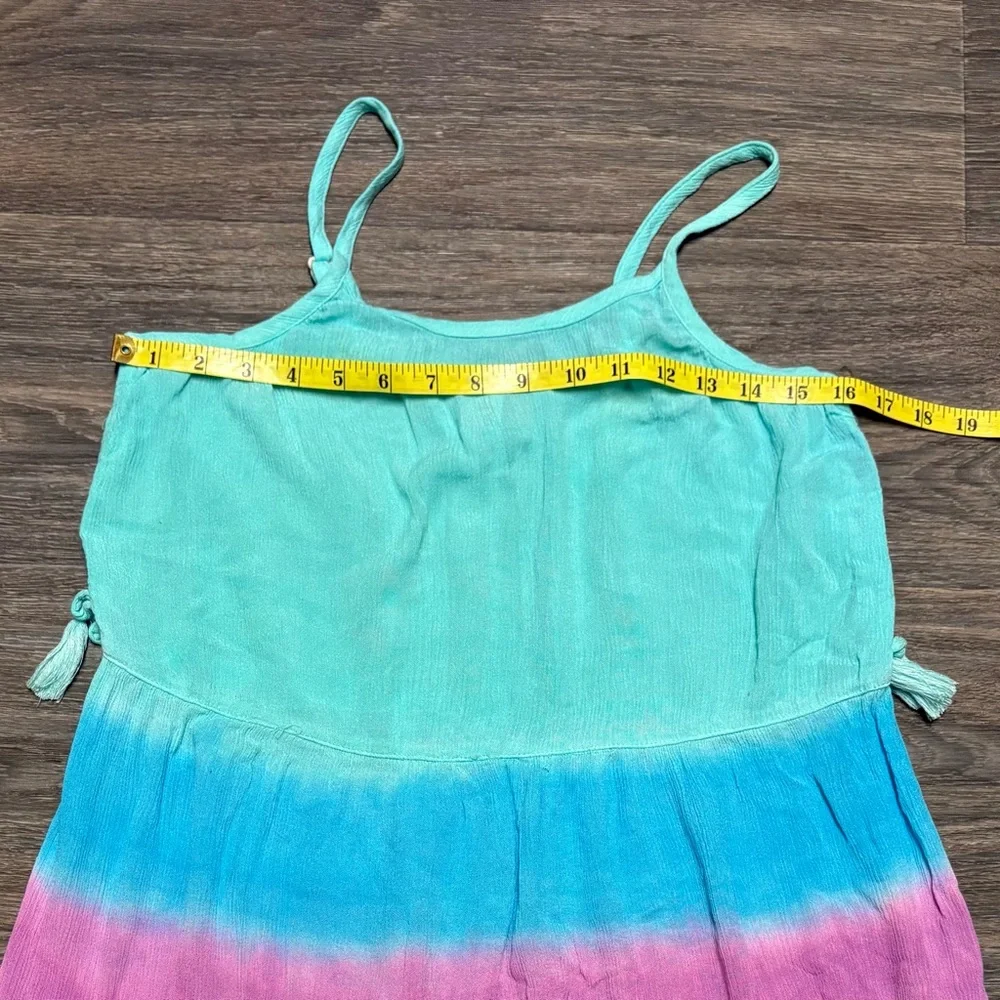 Adorable Girls Size 14-16 Tie-Dye Tiered Sundress in Aqua, Blue, Purple & Coral.